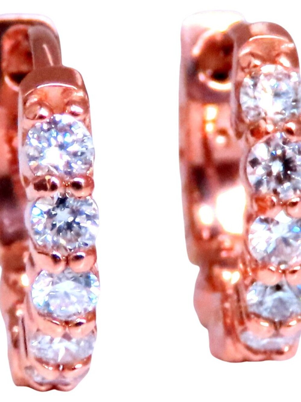 .43ct Diamonds Mini Hoop Earrings 14kt Rose Gold 12492*